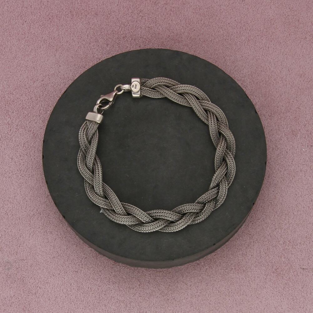 sterling silver italian woven foxtail chain bracelet size 7.5in